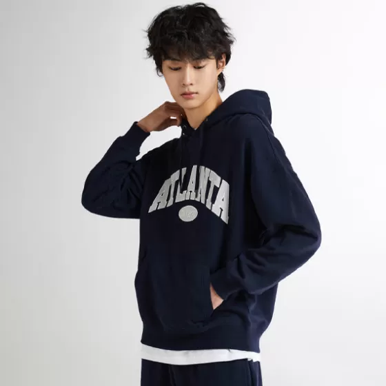 SPAO Hoodies L Pullovers- Men Long Sleeve Graphic Hoodie SPMHE11C41