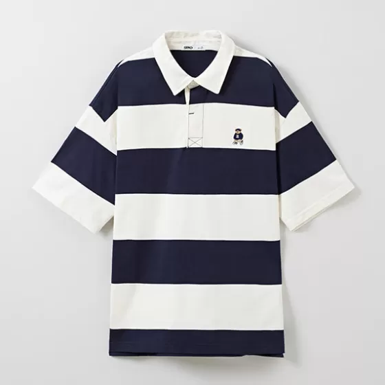 SPAO T-Shirt- Men Short Sleeve Stripe Polo SPHWE24C44 Navy