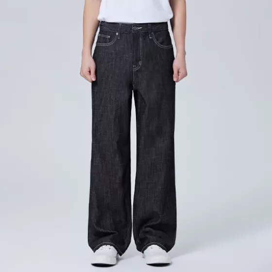 SPAO Pants | Denim Pants- Men Wide Denim SPTJE25C51 Black