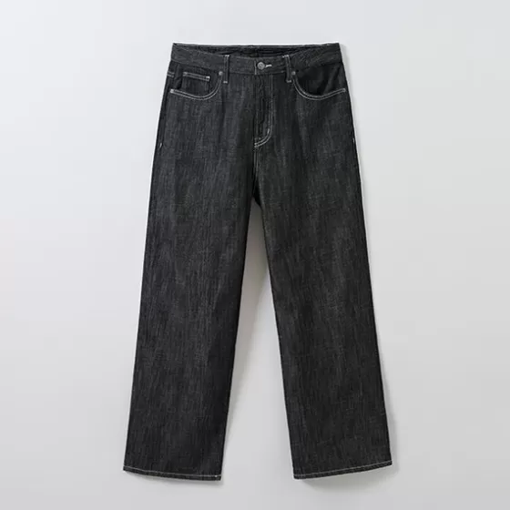 SPAO Pants | Denim Pants- Men Wide Denim SPTJE25C51 Black