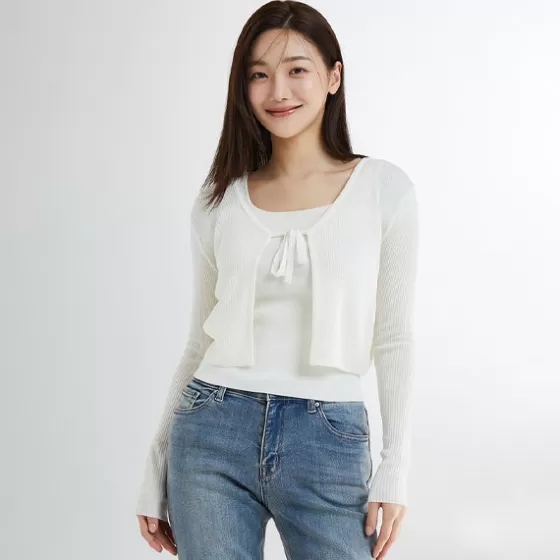 SPAO Cardigans L Sweaters- Women Long Sleeve Bolero Cardigan SPCKE26G11 Ivory