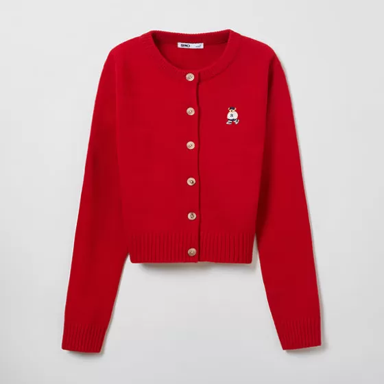 SPAO Cardigans L Sweaters- Women Long Sleeve Crop Cardigan SPCKE49G40 Red