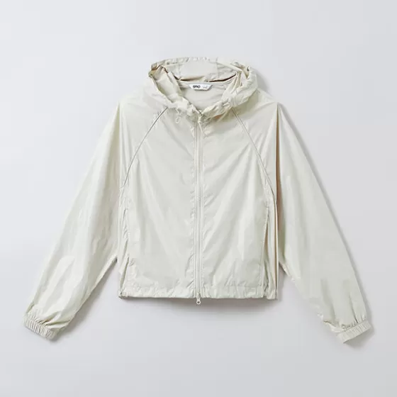 SPAO Jackets- Women Long Sleeve Crop Windbreaker SPJJE37G01 Glossy Beige