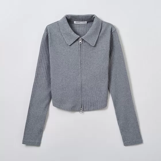 SPAO Jackets- Women Long Sleeve Zip Up Cardigan SPMZE37G02 Grey