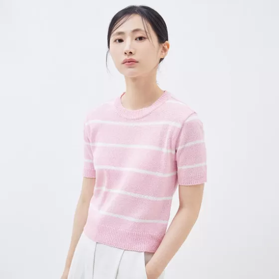 SPAO T-Shirt- Women Short Sleeve Crop Sweater SPKWD25W04