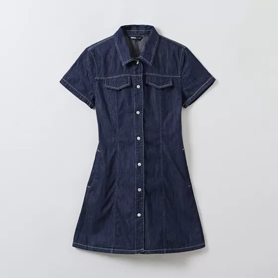 SPAO Dresses L Overalls- Women Short Sleeve Denim Dress SPOJE26G02 Navy