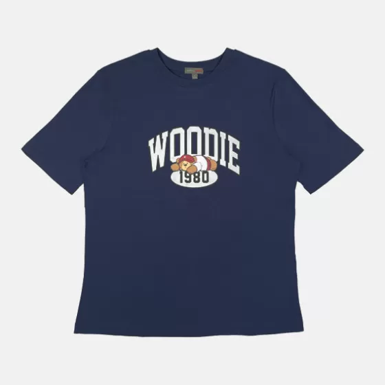 SPAO T-Shirt- Women Short Sleeve Woodie Tee SPLCE25G02 Navy