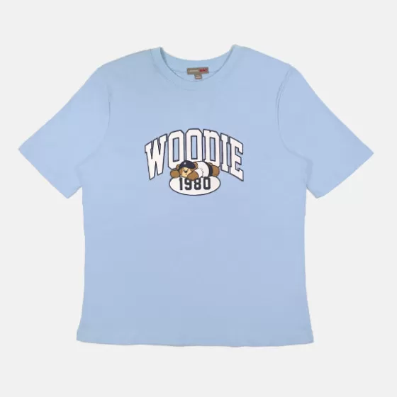 SPAO T-Shirt- Women Short Sleeve Woodie Tee SPLCE25G02 Powder Blue