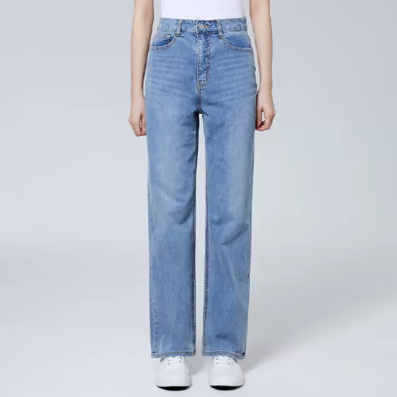 SPAO Pants | Denim Pants- Women Straight Denim SPTJE25G31 Light Indigo