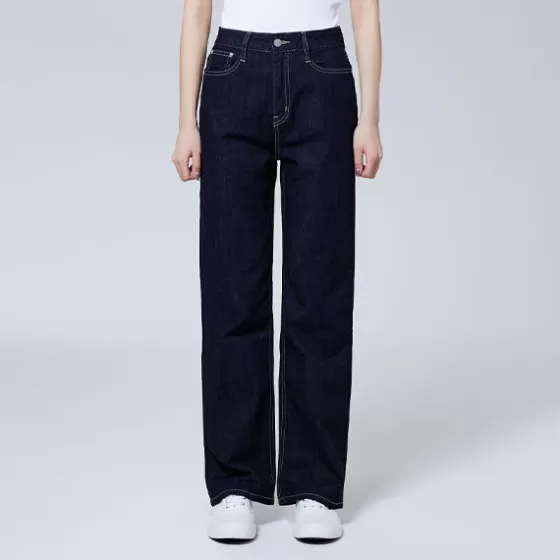 SPAO Pants | Denim Pants- Women Straight Denim SPTJE25G31 Navy