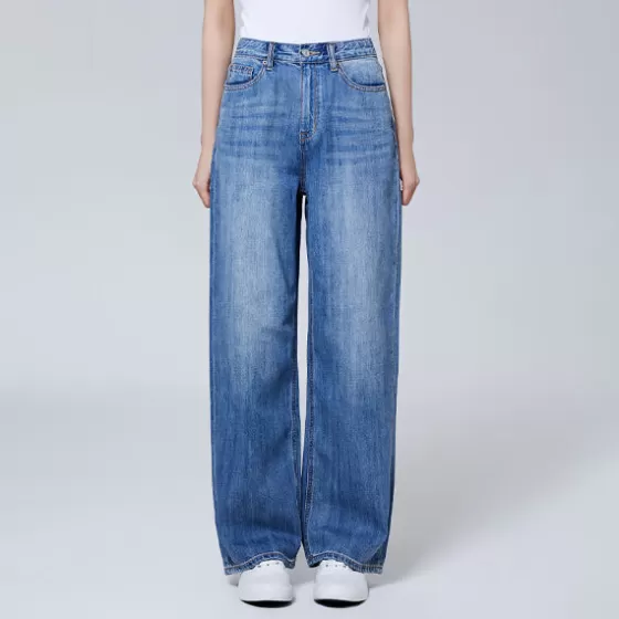 SPAO Pants | Denim Pants- Women Wide Denim SPTJE25G51 Indigo